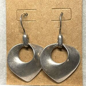 Chicos Sterling Heart Pierced Earrings 1/4 Oz Stunning Abstract Statement Vtg